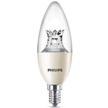 Philips WarmGlow - Bombilla LED esférica, casquillo E14, consume 8 W equivalente a 60 W, regulable, luz cálida