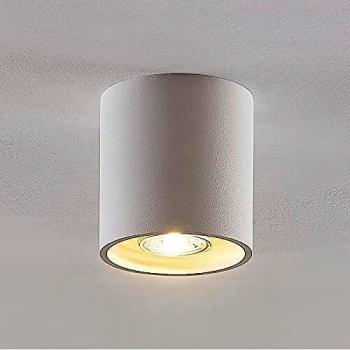 Lindby Parvin Lámpara de Techo Redonda Moderna de Aluminio Blanca para Salón y Comedor (1 Llama, GU10)