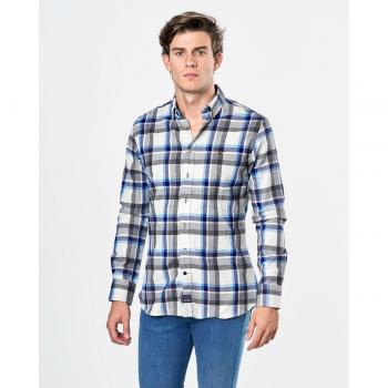 Camisa Spagnolo tejido gabardina cuadros azul para hombre