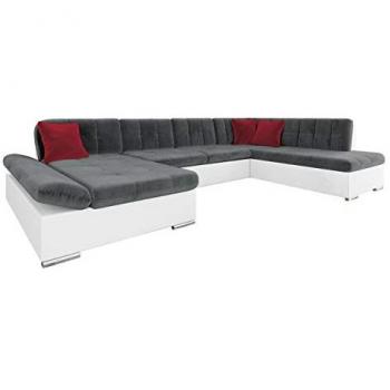 Sofá rinconero Comfivo 150 con función de descanso, caja de ropa de cama, dimensiones 345x205x76cm, color gris