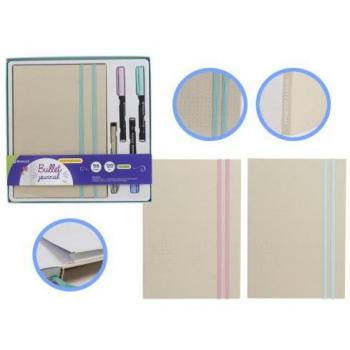 Set libreta bullet kraft + rotuladores pincel y bolígrafo Bismark Ingraf 330620