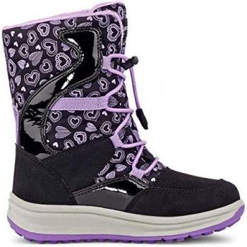 Geox Niñas Botas de Nieve Roby Girl WPF, Chica Botas,Botas de Invierno,Botas térmicas,moonboots,canadienses,Black/Lilac,29 EU / 11 UK Child