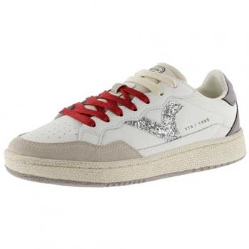 Zapatillas de piel de mujer Victoria con logotipo de glitter y trasera metalizada 8806103