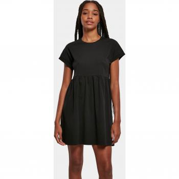 Urban Classics Ladies Organic Empire Valance Tee Dress - Short Black Dress, Size S-M