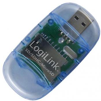 LogiLink CR0015 - Lector (MicroSD, SD, SDHC, USB 2.0, 480 Mbit/s, Azul, 97 x 267 x 97 mm, 20 g)