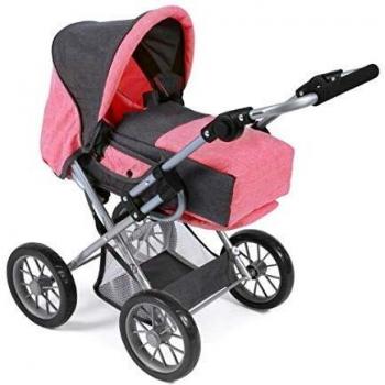 Cochecito de Muñecas Convertible Leni Melange Gris-Rosa