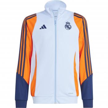 Chaqueta de chándal infantil Real Madrid 2024/25 - adidas, material ligero y transpirable, diseño oficial del club, cierre completo con cremallera, bolsillos laterales con cremallera, logotipo bordado del Real
