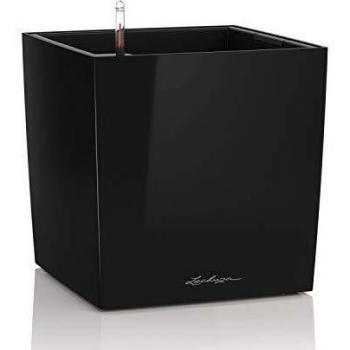 Lechuza Premium Cubeta de plantado Cerrada, Negro Brillante, 30x30x30 cm