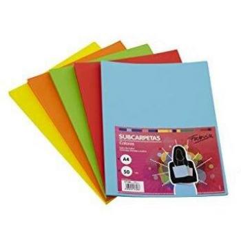 Pack de 50 Subcarpetas Resistentes Tamaño A4 Colores Intensos 180g