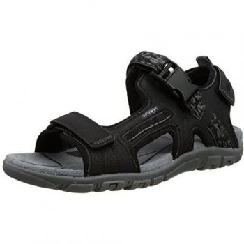Geox Men's Uomo Sandal Strada A Ankle Strap, Black, 7 UK