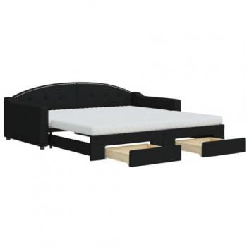 Sofá cama nido con cajones tela negro 100x200 cm