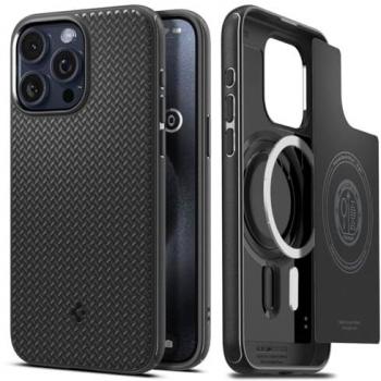 Custodia híbrida Spigen Mag Armor con MagSafe para iPhone 15 Pro - Negro Mate