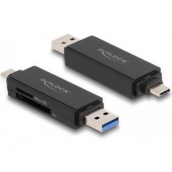 Lector de Tarjetas Externo DeLock 91004 USB 3.2 Gen 1 Tipo-C y Tipo-A, compatible con SD, microSD y múltiples formatos