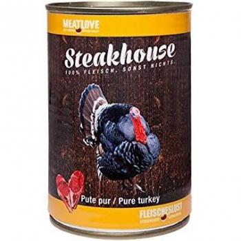 MEATLOVE Lata Pavo Puro - Delicioso alimento húmedo para perros, pack de 12 unidades