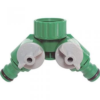 Conector Rápido Manguera Tubería Adaptador 2 Vías con Grifo Doble para Riego por Goteo 3/4 - Suinga