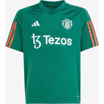 Camiseta de Entrenamiento adidas Manchester United 23/24 para Niños - Manga Corta - Verde/Rojo - Talla 7-8 Años