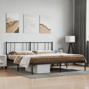 Cabecero de metal negro con patas redondas 200x200 cm - Estructura de cama con cabecero metal negro 200x200 cm vidaXL - Negro
