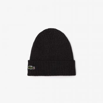 Gorro Lacoste RB0001-EL6 para hombre, color gris oscuro, con logo bordado de Lacoste
