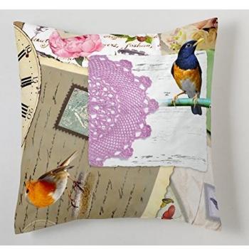 ESTELA - Funda de cojín Estampada Tempo - Medidas 50x50 cm. - Parte Estampada 100% Algodón - Parte Lisa 50% Algodón / 50% Poliéster - 144 Hilos