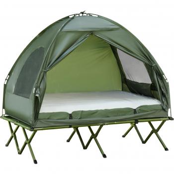 Outsunny Cama Doble de Camping Plegable con Tienda de Campaña 4 en 1