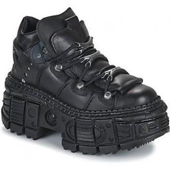 New Rock Unisex Black Lace-Up Boots M-WALL106-S12 Size 43