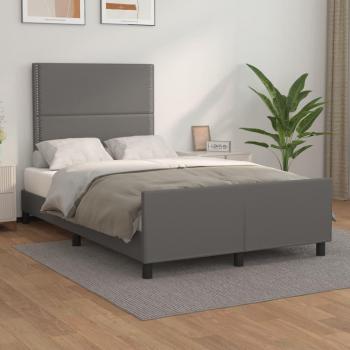 Cabecero gris 120x190 cm en cuero sintético con estructura de cama