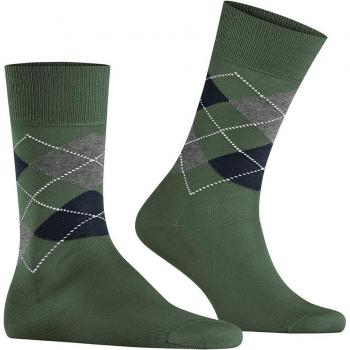 Burlington Manchester Green Patterned Cotton Socks for Men