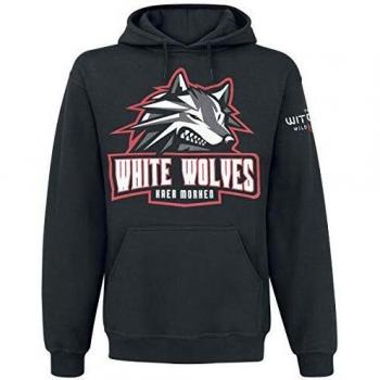 The Witcher White Wolves Hombre Sudadera con Capucha Negro L