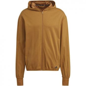 Chaqueta de yoga Adidas Base Training Marrón Hombre, características: sudadera con cremallera completa, color marrón, diseñada para entrenamiento de yoga, ajuste cómodo para hombres