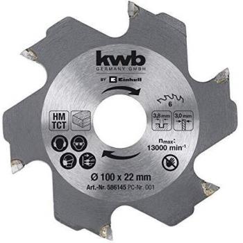 Hoja de Fresadora para Lameles 100 x 22 mm, Carburo, 6 Dientes, Compatible con Einhell