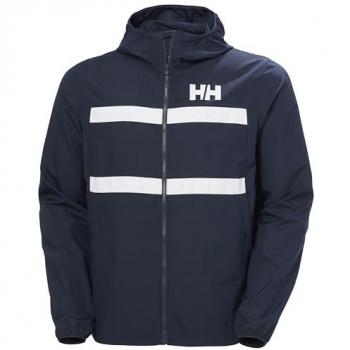Chaqueta cortavientos Helly Hansen Salt Striped azul marino con capucha, talla XL