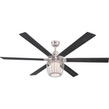 Ventilador de Techo Westinghouse Willa 153 cm con Luz LED Regulable y Control Remoto en Níquel Cepillado