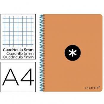 Cuaderno espiral liderpapel a4 antartik tapa dura 80h 100 gr cuadro 5mm color naranja.