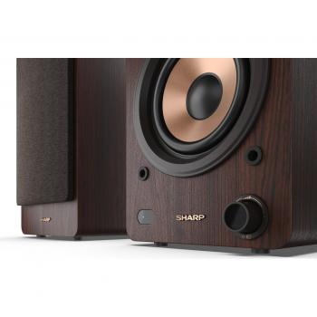 Altavoz de estantería Sharp 2 vías inalámbrico y alámbrico marrón 60 W
