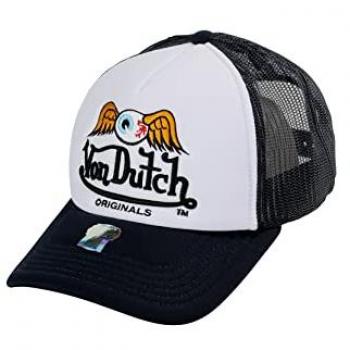Von Dutch Trucker Baker Cap - White and Navy, Adjustable Size