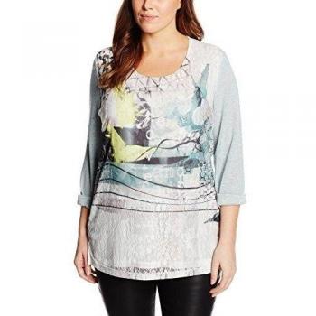 Frapp LANGARM T-SHIRT MIT RUNDHALS DRUCK MATERIALMIX-Camiseta de manga larga  Mujer    Blau