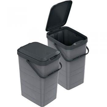 M Home Cubo Reciclaje Walbin 14L, Gris Antracita, Pequeño
