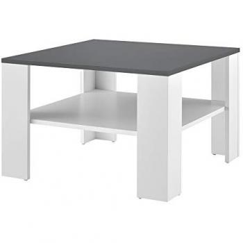 Mesa de Centro Aachen con Estante Inferior 60 x 60 x 40 cm - Blanco y Gris Oscuro