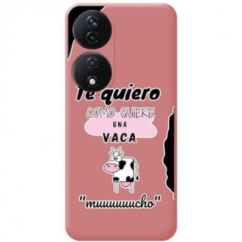 Funda Silicona Líquida Rosa con Diseño de Vaca para Huawei Honor 90 Smart 5G