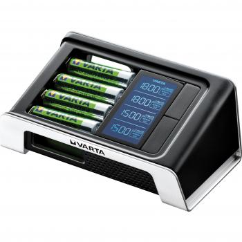 Cargador Ultra Rápido VARTA LCD con Detección de Células Defectuosas e Incluye 4x Pilas Recargables VARTA ACCU Power AA 2100mAh