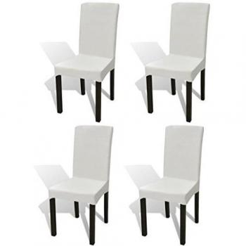 vidaXL Funda de Silla Elástica Recta Paquete con 4 Unidades de Color Crema