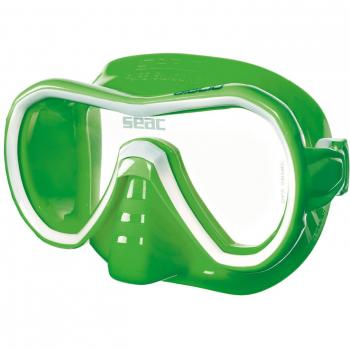 Máscara de silicona Giglio de Seac diseñada para la práctica de la natación y el esnórquel, que viene en 5 colores, con monolente y talla unisex para adultos