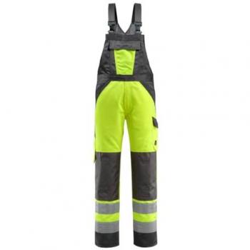 Mono Latzhose Hi-Vis Amarillo/Dark Anthracite con Rodilleras y Bolsillos para Genouilleras, Talla 76C54