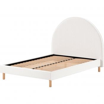 Cama Tapizada MOON 140x200 cm - Bouclé Gris con Somier Incluido