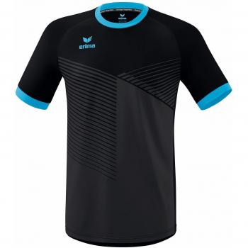 Erima Mantua Short Sleeve Jersey - Unisex Sportswear in Black/Cyan