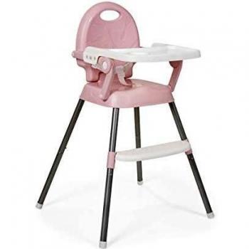 Innovaciones MS 2081 - Trona para bebe convertible en alzador y en silla- 3 en 1- trona plegable spoon ms, Rosa