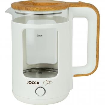 Hervidor de agua eléctrico Jocca 2186 Nature, capacidad de 1.8L, alta potencia de 1500W, resistencia oculta, desconexión automática al hervir y base giratoria 360 grados