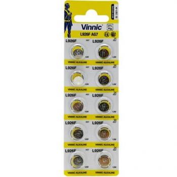Batería Alcalina Mini Vinnic G7 / AG7 / L926 / SR926 / SR57 - Paquete de 10 Piezas