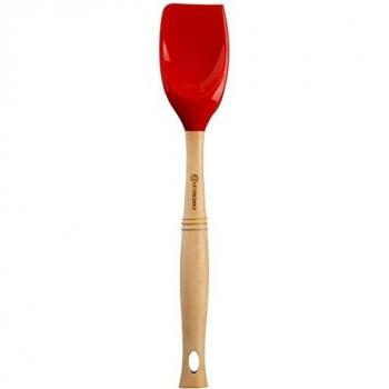 Le Creuset Espátula Cuchara con Cabezal de Silicona extraíble, Madera, Rojo Cereza, Largo: 32 cm