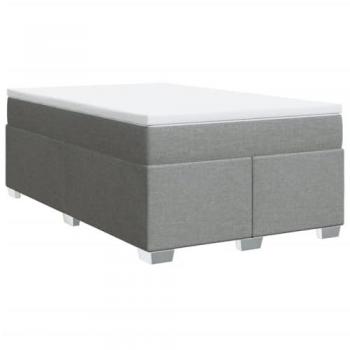 Cama box spring con colchón de muelles gris claro 120x200 cm tela